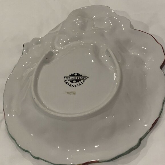 Fitz and Floyd Essential Santa Wreath Christmas Ho Ho Ho Cookie Canape Plate 8" - Picture 5 of 10